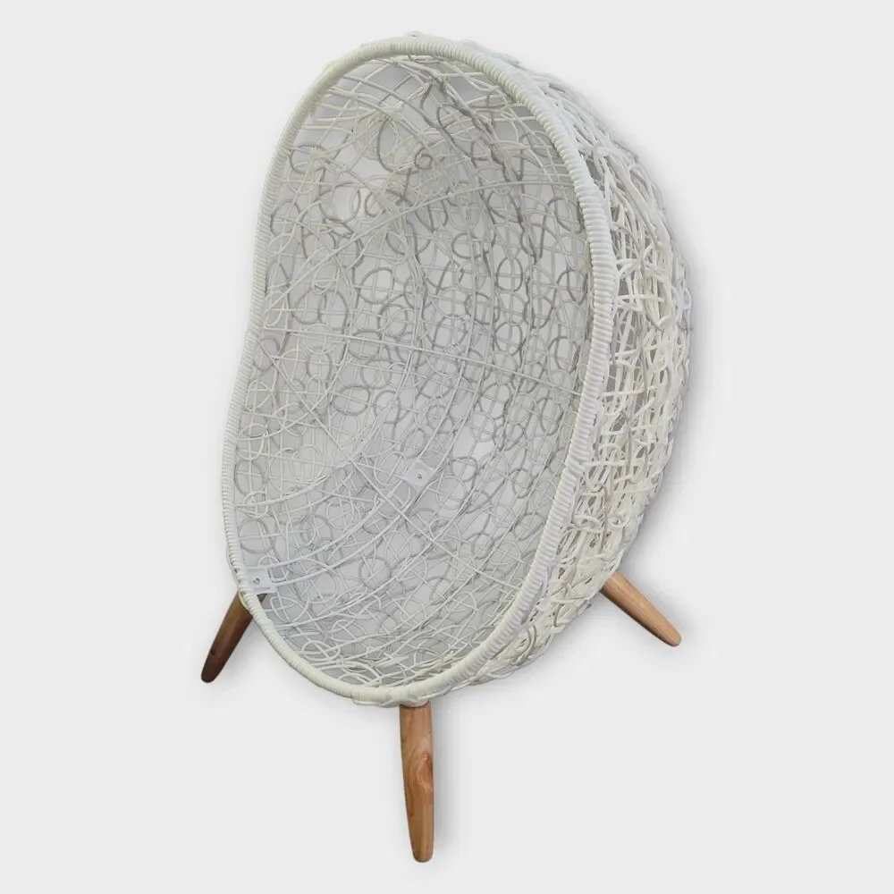 Puppy Pets Small Dogs Rattan Basket Wicker Egg Lounge Chair White Waterproof